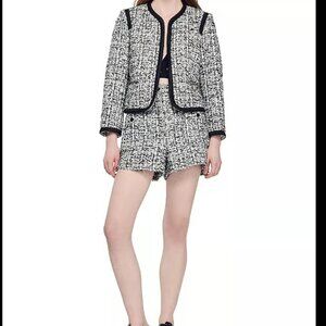 Sandro Augustine Braided Trim Tweed Blazer Size 40